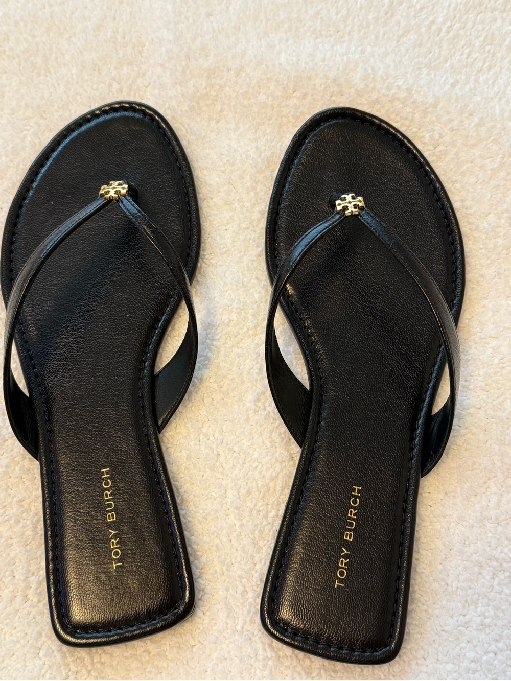 Tory Burch Black Leather Classic Flip Flop size 7.5
